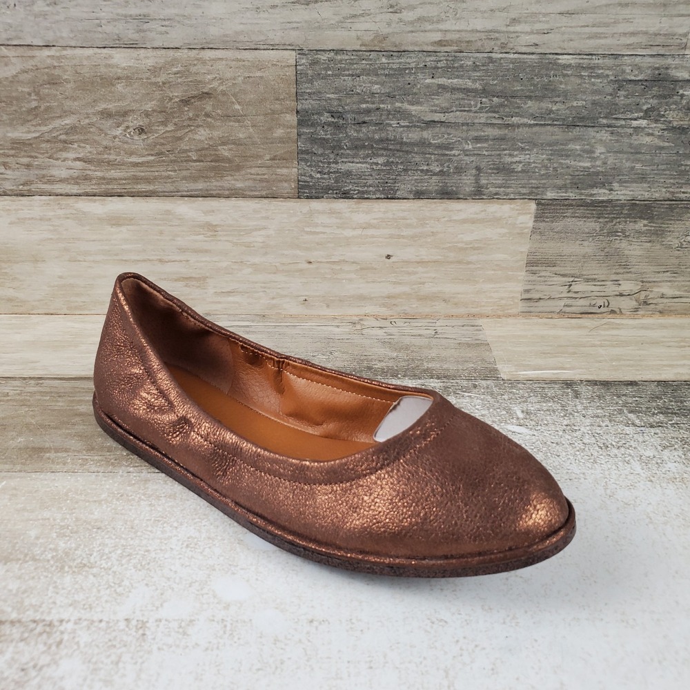 Lucky Brand Wimmie Womens Ballet Flats Sz 7 M Bronze Leather Slip On Round Toe